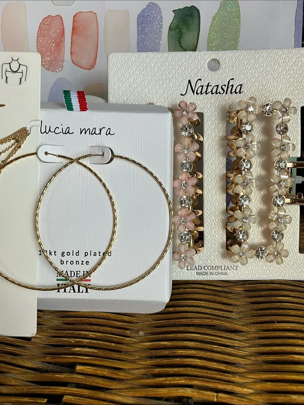 Lucia Mara & I am Gold-Plated Layered Necklace and Hoop Earring Set - Gold